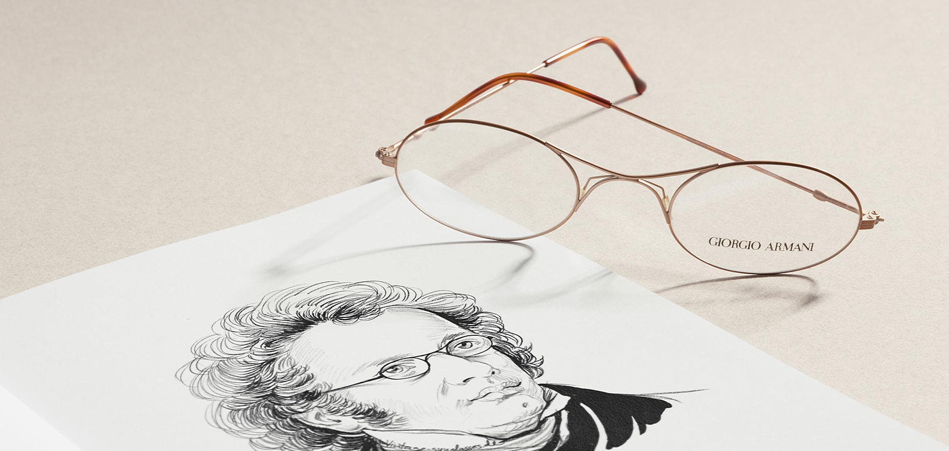 Vintage Brille von Giorgio Armani mit Schubert-Portrait
