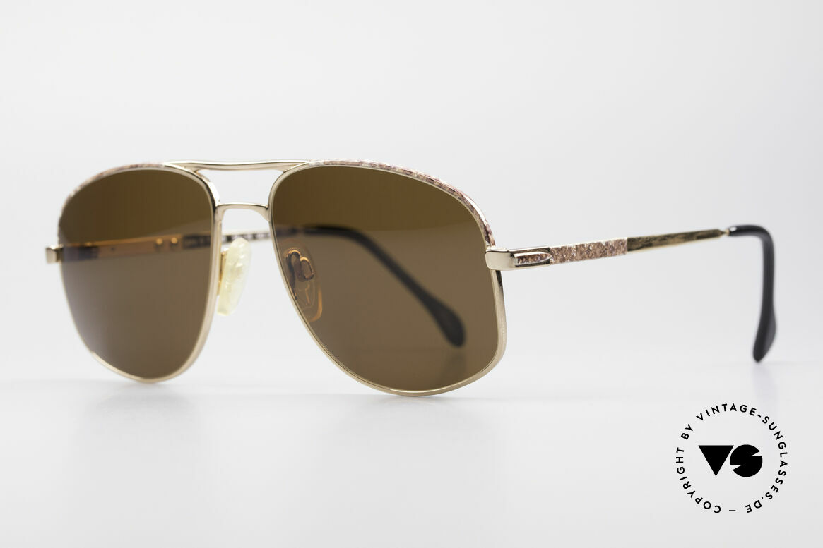 Zollitsch Cadre 8 18k Gold Plated Sonnenbrille, TOP-Qualität (Federscharniere und braun-marmoriert), Passend für Herren