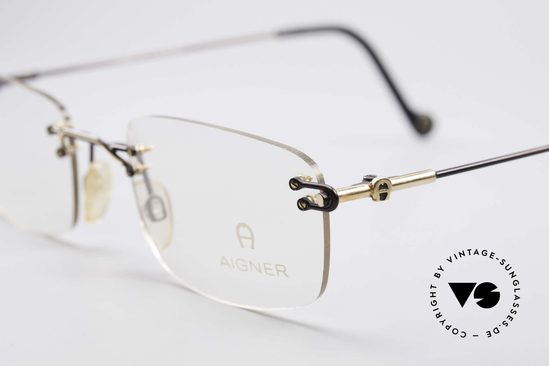 Monture De Lunettes Vintage Aigner A1022 Titane Or Rose - Neuve Sans Étiquette - Modèle NOS