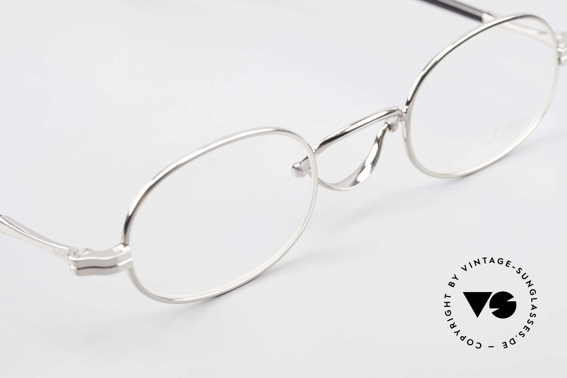 Lunor Swing A 36 Oval Vintage Brille Mit Schwenksteg, altes, unbenutztes Original mit edler Platin-Legierung, Passend für Herren und Damen
