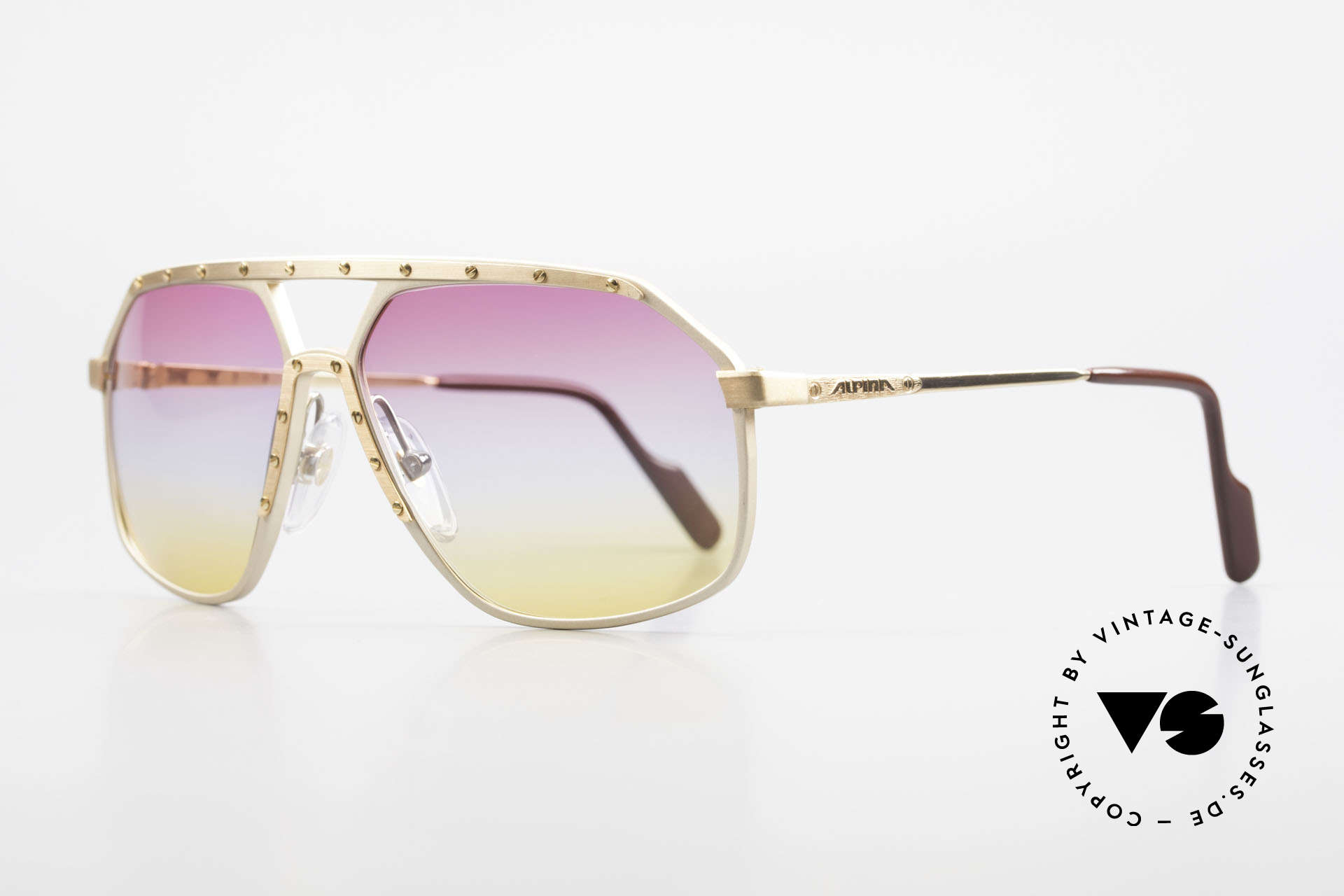 Alpina M6 80er Brillenklassiker Sunset, weltberühmt für sein Schrauben-Design; Gr. 60-14, Passend für Herren und Damen