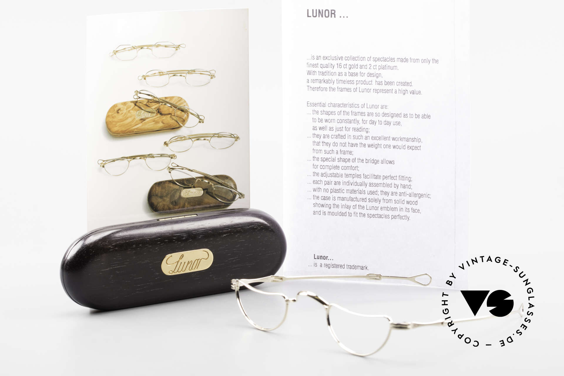 Lunor Goldbrille Echtgold Brille 16kt Lesebrille, Größe: extra small, Passend für Herren und Damen