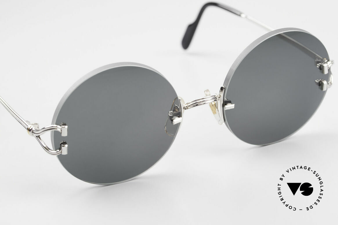 Cartier Madison Kleine Runde Randlose Brille, neue, graue CR39 UV400 Gläser; 100% UV Schutz, Passend für Herren und Damen