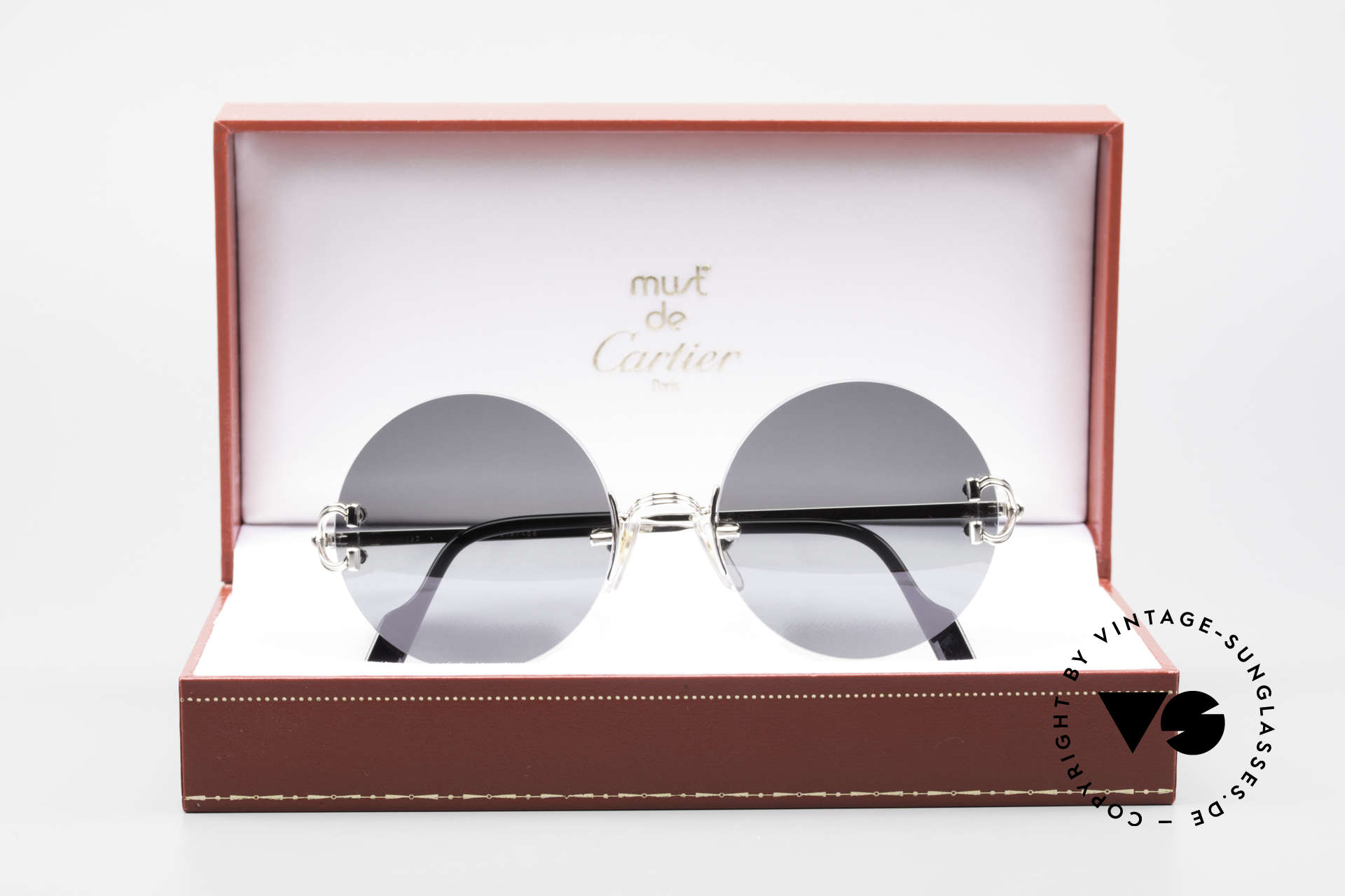 Cartier Madison Kleine Runde Randlose Brille, seltene Platin-Version und entsprechend kostbar, Passend für Herren und Damen