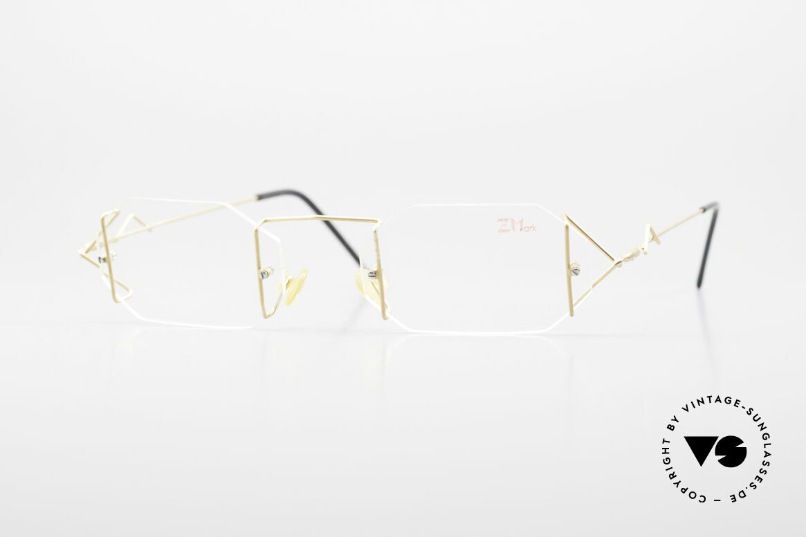 Z Mark 9 Kunstvolle Bohrbrille 90er, vintage Z-Mark Designer-Brillenfassung der 1990er, Passend für Herren und Damen