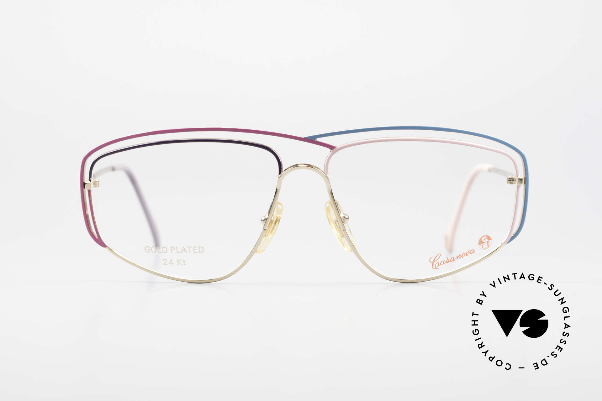 Casanova CN24 24kt Vergoldete Damen Brille, tolles Zusammenspiel v. Farbe, Form & Funktionalität, Passend für Damen