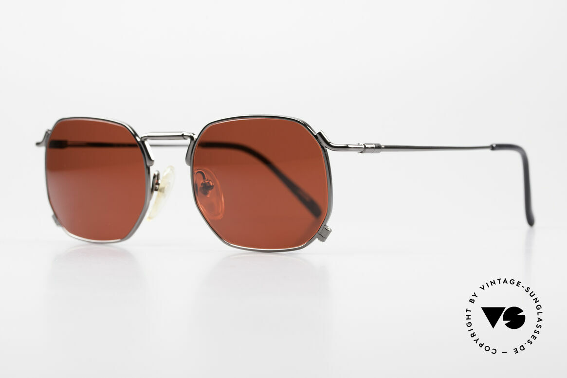 Jean Paul Gaultier 55-8175 Spektakuläre Vintage Brille, Fassung in gunmetal mit Gläsern in einem 3D-Rot, Passend für Herren und Damen