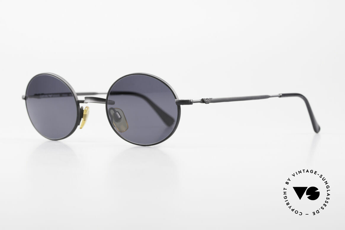 Giorgio Armani EA012 Ovale Vintage Sonnenbrille 90er, schlichte Fassung in matt-schwarz; M Größe 48-22, Passend für Herren und Damen