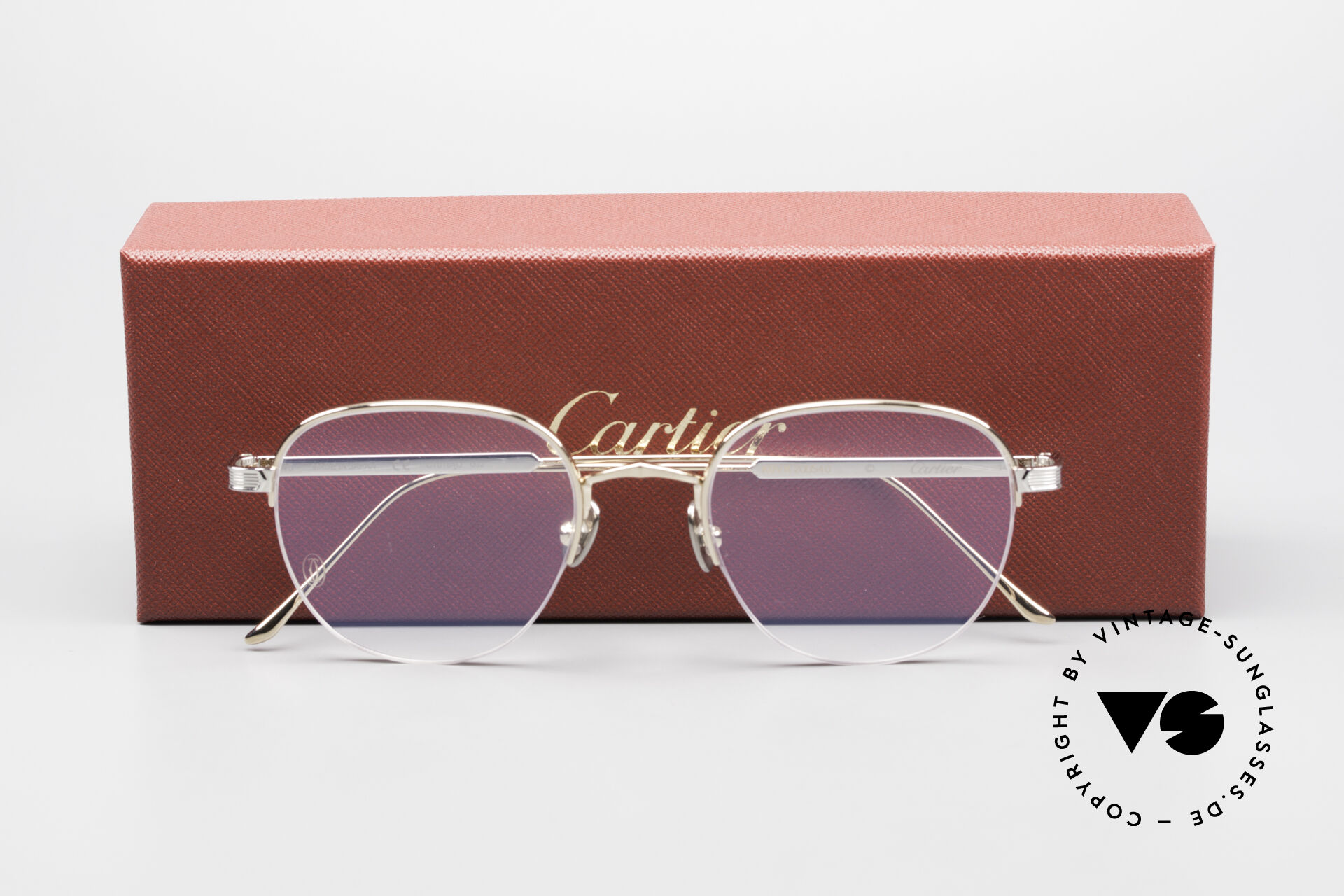 Brillen Cartier Titanium CT0164O Luxus Pantobrille Halb Randlos