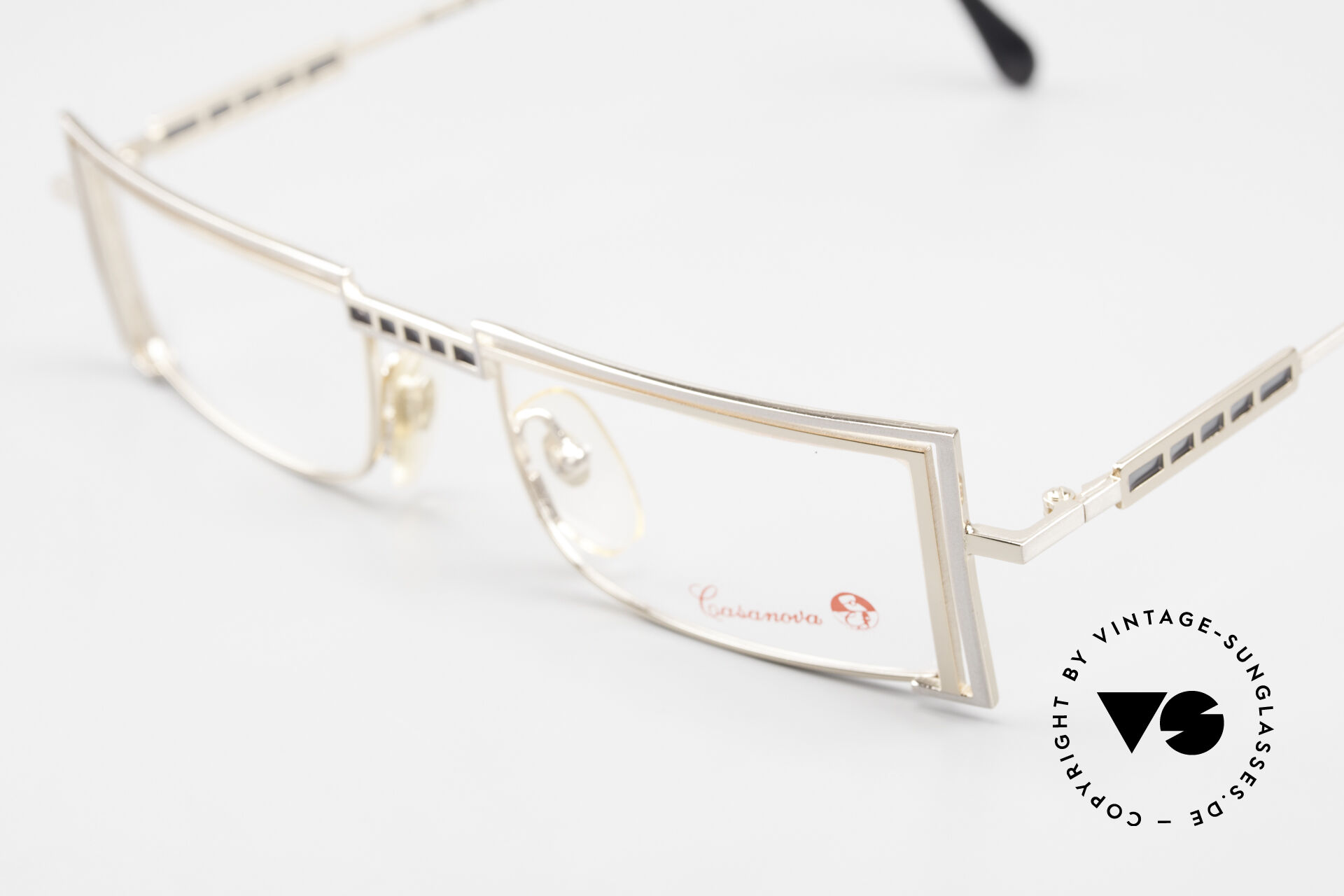 Lunettes Vintage Casanova LC-5 - Monture Carrée Or/argent/noir - Verre 46x25 Mm - Neuf Sans étiquette