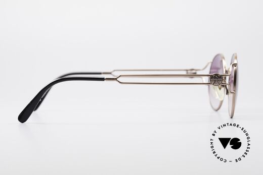 Jean Paul Gaultier 57-6102 Runde Designersonnenbrille, Fassung könnte natürlich auch optisch verglast werden, Passend für Herren und Damen