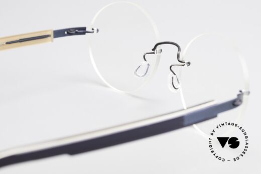 Lindberg 2111 Strip Titan Randlose Titanium Brille Rund, minimalistisch = ohne Schrauben, Nieten oder Lötungen!, Passend für Herren und Damen