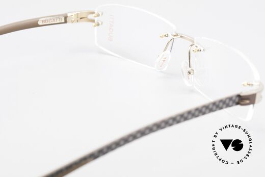 Bugatti 464 Randlose Brille Carbon Gold, Größe: medium, Passend für Herren