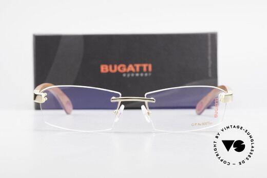 Bugatti 517 Kotibé Tropenholz Gold Brille, Größe: large, Passend für Herren