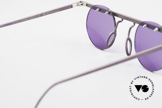 Theo Belgium Tita VII 5 Titanium 90er Sonnenbrille, runde Sonnengläser in violett (für 100% UV Protection), Passend für Herren und Damen