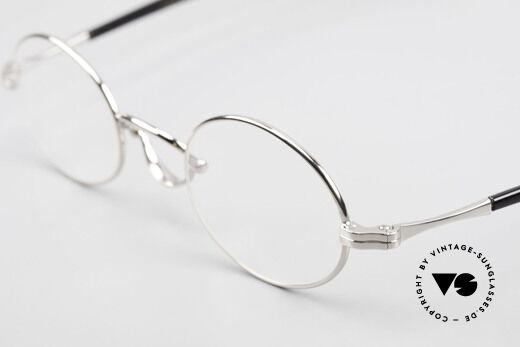 Lunor Swing A 33 Oval Vintage Brille Mit Schwenksteg, altes, unbenutztes Original mit edler Platin-Legierung, Passend für Herren und Damen