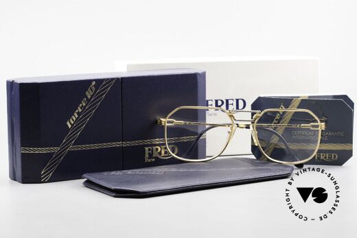Fred Cap Horn - L Rare Vintage Brille 80er Luxus, ungetragen mit original Fred Etui und orig. Verpackung, Passend für Herren
