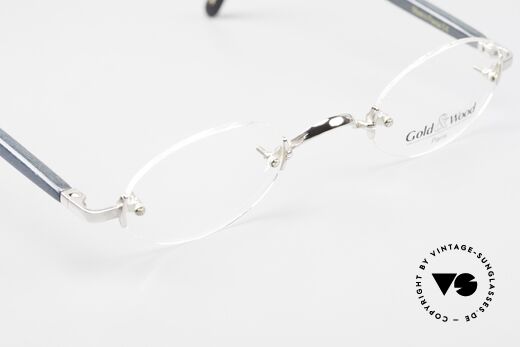 Gold & Wood 338 Luxus Randlosbrille Oval 90er, KEINE RETRObrille; sondern ein vintage ORIGINAL!, Passend für Herren und Damen