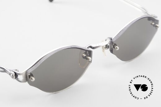 Jean Paul Gaultier 56-7111 Randlose JPG Sonnenbrille 90er, stabile graue Kunststoff-Sonnengläser; 100% UV Schutz, Passend für Herren und Damen