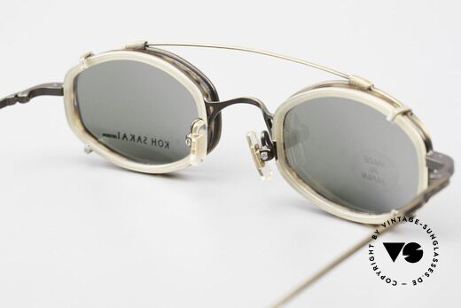 Koh Sakai KS9836 Titanium Brille mit Sonnen-Clip, ungetragen (wie alle unsere vintage Clip-On Brillen), Passend für Herren und Damen