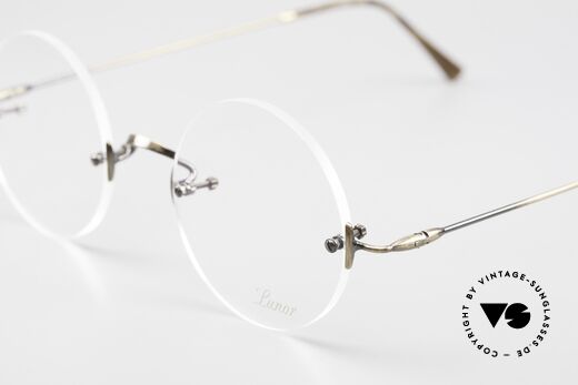 Lunor Classic Round AG Steve Jobs Brille Antik Gold, die Lunor Demogläser können beliebig getauscht werden, Passend für Herren und Damen
