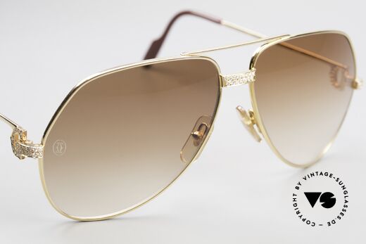 Cartier Grand Pavage Juwelen Sonnenbrille 18kt Gold, Basis-Preis in 1980ern: 25.300 DM (Goldpreis abhängig), Passend für Herren