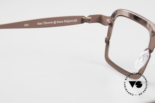 Theo Belgium Throwie Damenbrille Herrenbrille Eckig, die Metall-Fassung kann beliebig verglast werden, Passend für Herren und Damen