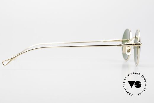 Lunor V 110 Runde Sonnenbrille Vergoldet, mit neuen grünen Sonnengläsern für 100% UV Schutz, Passend für Herren und Damen