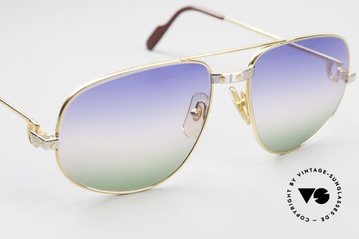 Cartier Romance Santos - XL Luxus Vintage Sonnenbrille 80er, neue Sonnengläser mit dreifach-Verlauf; 100% UV Schutz, Passend für Herren