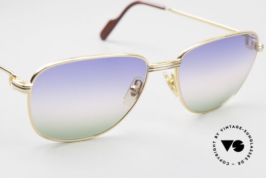 Cartier Courcelles - M 90er Luxus Sonnenbrille Unikat, edler Dreifach-Farbverlauf der Gläser wie ein Horizont, Passend für Herren und Damen