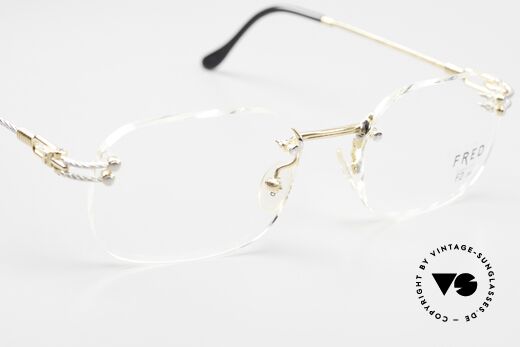 Fred Orcade F2 Eckige Randlos Brille Segler, ungetragenes Original mit Box von Fred & Etui von JPG, Passend für Herren