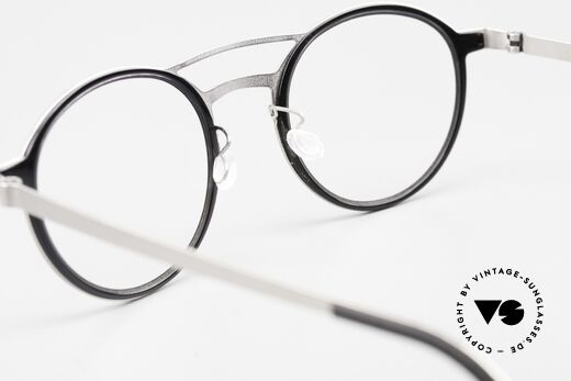 Lindberg 9739 Strip Titanium Runde Brille Doppelbrücke, die orig. DEMOgläser können beliebig getauscht werden, Passend für Herren