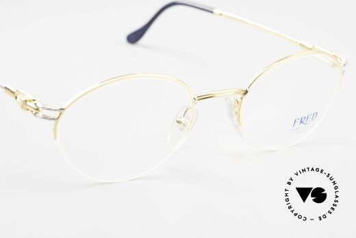 Fred Feroe Ovale Luxus Brille 90er Nylor, KEIN RETRO; kostbares vergoldetes Original; Gr. 51/21, Passend für Herren und Damen