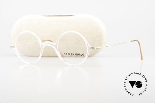 Giorgio Armani 365 Runde Brille 90er Kristall, die Fassung ist beliebig verglasbar (optisch / Sonne), Passend für Herren und Damen