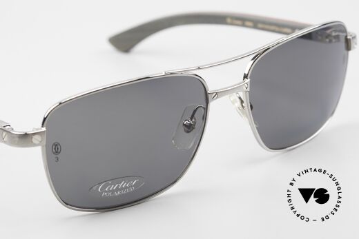Cartier Santos De Cartier Pilotenbrille Holz Polarized, ungetragenes Original + Cartier Etui & Verpackung, Passend für Herren