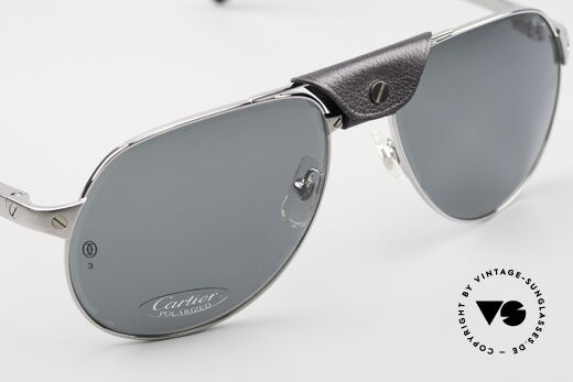 Cartier Santos Dumont Aviator Sonnenbrille Leder, ungetragenes Original von 2010 mit Verpackung, Passend für Herren