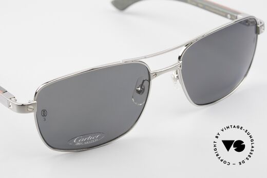 Cartier Santos De Cartier Large Holzbrille Polarized, ungetragenes Original + Cartier Etui & Verpackung, Passend für Herren