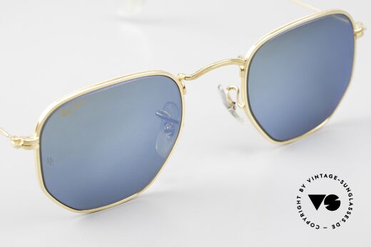 Ray Ban Classic Style III Blau Verspiegeltes B&L Glas, orig. Name: CC Style 3, W1864, gold, G15 Blau Mirror, Passend für Herren und Damen