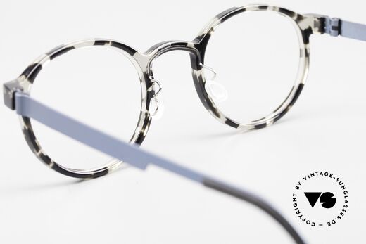 Lindberg 1014 46 Acetanium Runde Brille Panto Mosaik, ungetragenes Designerstück mit original Lindberg Etui, Passend für Herren und Damen