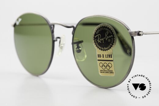 Ray Ban Round Metal 49 Runde Vintage Sonnenbrille, original Name: Round Metal, W0966, 49mm, RB-3, Passend für Herren und Damen