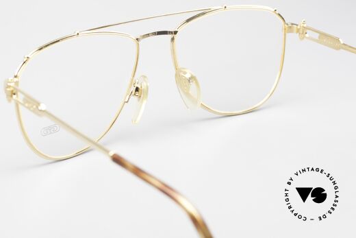 Gerald Genta Gold & Gold 03 Aviator Brille 24kt Vergoldet, KEINE Retrobrille, sondern ein kostbares altes Original!, Passend für Herren