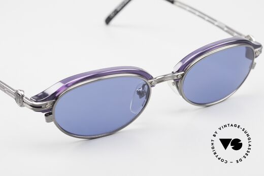 Jean Paul Gaultier 58-0004 Ovale Designer Sonnenbrille, interessante Kolorierung in violett / blau / titanium, Passend für Herren und Damen