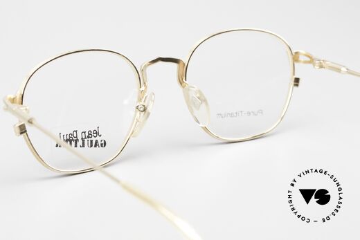 Jean Paul Gaultier 55-3182 Vergoldete Titanium Brille, die Fassung kann natürlich auch optisch verglast werden, Passend für Herren und Damen