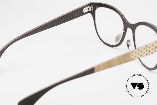 Lucas de Stael Nemus 01 Holz Leder Damenbrille, col. 02: Walnuss- und Ahornholz + dunkelbraunes Leder, Passend für Damen