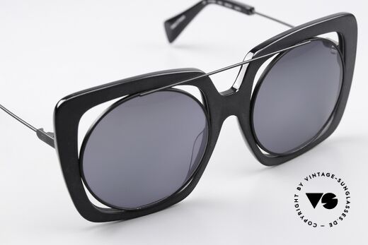 Yohji Yamamoto YY7009 Oversized Brille Avantgarde, MATT-GRAU verspiegelte Sonnengläser (100% UV), Passend für Damen