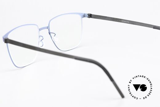 Lindberg 9612 Strip Titanium Eckige Brille Blau Metallic, die orig. DEMOgläser können beliebig getauscht werden, Passend für Herren und Damen