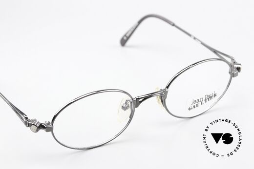 Jean Paul Gaultier 56-7202 Ovale Brille In Gunmetal 90er, KEINE Retrobrille, sondern ein kostbares altes Original, Passend für Herren und Damen Jean Paul Gaultier 56-7202 Ovale Brille In Gunmetal 90er, KEINE Retrobrille, sondern ein kostbares altes Original, Passend für Herren und Damen