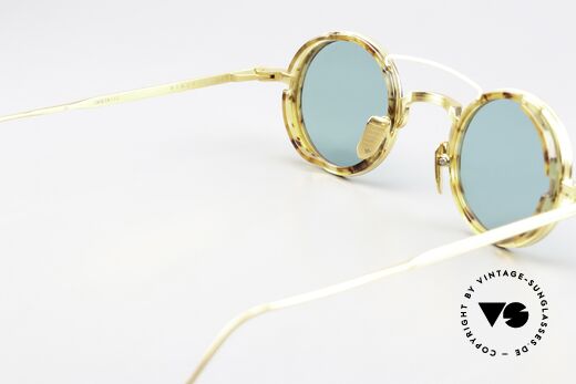 Jacques Marie Mage Ringo 2 Beta Titan Sonnenbrille Rund, genaue Bezeichnung: JMM Ringo 2 Pixie Virdian Gold, Passend für Herren und Damen