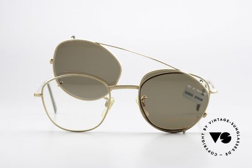 Giorgio Armani 203 Eckige 80er Brille Mit SunClip, Größe: medium, Passend für Herren und Damen Giorgio Armani 203 Eckige 80er Brille Mit SunClip, Größe: medium, Passend für Herren und Damen