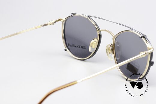Giorgio Armani 132 Mit Sonnenclip Blau Metallic, KEINE RETROBRILLE, sondern ein altes ORIGINAL!!, Passend für Herren und Damen